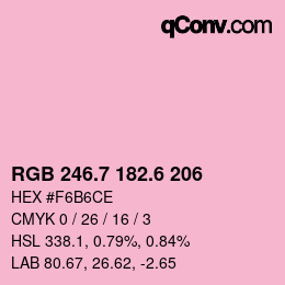 カラーコード: RGB 246.7 182.6 206 | qconv.com
