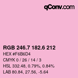 カラーコード: RGB 246.7 182.6 212 | qconv.com