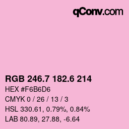 カラーコード: RGB 246.7 182.6 214 | qconv.com