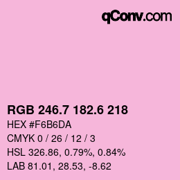 カラーコード: RGB 246.7 182.6 218 | qconv.com