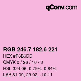 カラーコード: RGB 246.7 182.6 221 | qconv.com