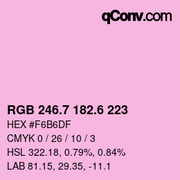 カラーコード: RGB 246.7 182.6 223 | qconv.com