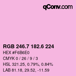 カラーコード: RGB 246.7 182.6 224 | qconv.com