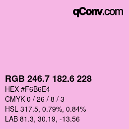 カラーコード: RGB 246.7 182.6 228 | qconv.com