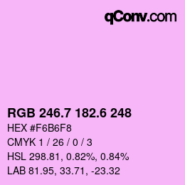 カラーコード: RGB 246.7 182.6 248 | qconv.com