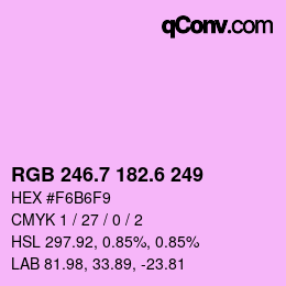 カラーコード: RGB 246.7 182.6 249 | qconv.com