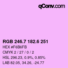 カラーコード: RGB 246.7 182.6 251 | qconv.com