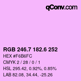 カラーコード: RGB 246.7 182.6 252 | qconv.com
