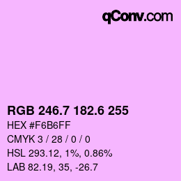 カラーコード: RGB 246.7 182.6 255 | qconv.com