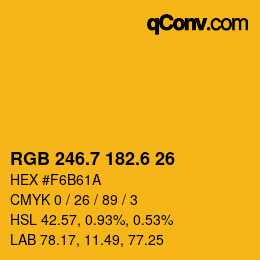 カラーコード: RGB 246.7 182.6 26 | qconv.com