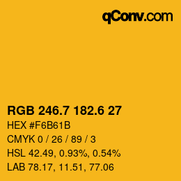 カラーコード: RGB 246.7 182.6 27 | qconv.com