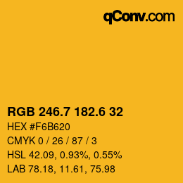 カラーコード: RGB 246.7 182.6 32 | qconv.com