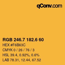 カラーコード: RGB 246.7 182.6 60 | qconv.com