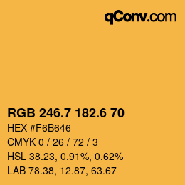 カラーコード: RGB 246.7 182.6 70 | qconv.com