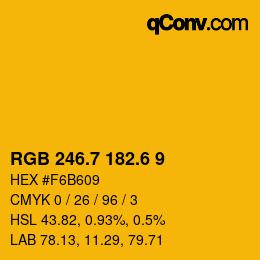 カラーコード: RGB 246.7 182.6 9 | qconv.com