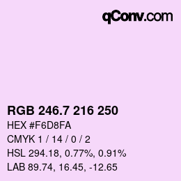 カラーコード: RGB 246.7 216 250 | qconv.com