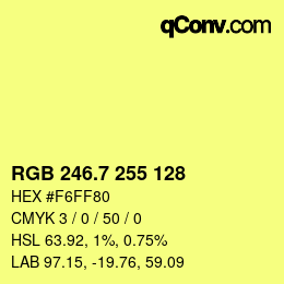 カラーコード: RGB 246.7 255 128 | qconv.com