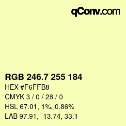 カラーコード: RGB 246.7 255 184 | qconv.com