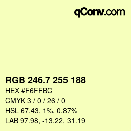 カラーコード: RGB 246.7 255 188 | qconv.com