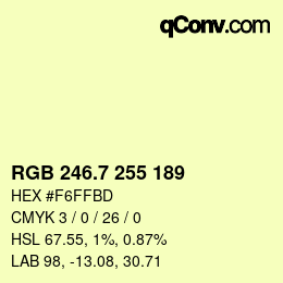 カラーコード: RGB 246.7 255 189 | qconv.com
