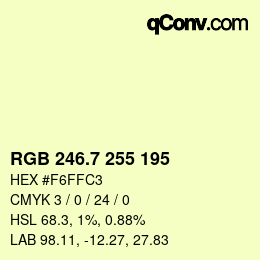 カラーコード: RGB 246.7 255 195 | qconv.com