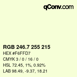 カラーコード: RGB 246.7 255 215 | qconv.com