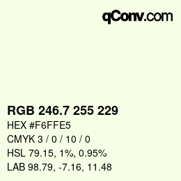 カラーコード: RGB 246.7 255 229 | qconv.com