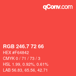 カラーコード: RGB 246.7 72 66 | qconv.com