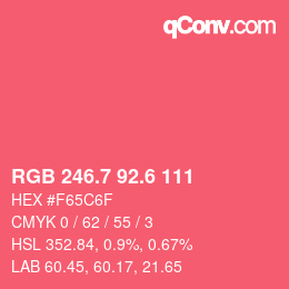 カラーコード: RGB 246.7 92.6 111 | qconv.com