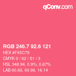 カラーコード: RGB 246.7 92.6 121 | qconv.com