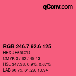カラーコード: RGB 246.7 92.6 125 | qconv.com