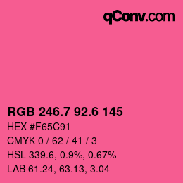 カラーコード: RGB 246.7 92.6 145 | qconv.com