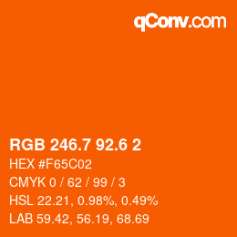 カラーコード: RGB 246.7 92.6 2 | qconv.com