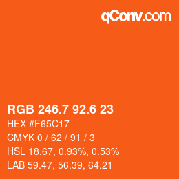 カラーコード: RGB 246.7 92.6 23 | qconv.com
