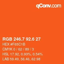 カラーコード: RGB 246.7 92.6 27 | qconv.com