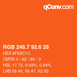 カラーコード: RGB 246.7 92.6 28 | qconv.com
