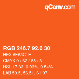 カラーコード: RGB 246.7 92.6 30 | qconv.com