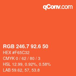 カラーコード: RGB 246.7 92.6 50 | qconv.com