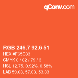 カラーコード: RGB 246.7 92.6 51 | qconv.com
