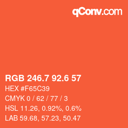 カラーコード: RGB 246.7 92.6 57 | qconv.com