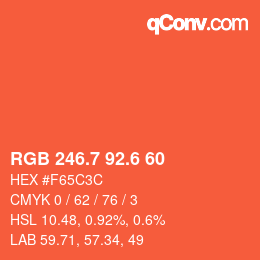 カラーコード: RGB 246.7 92.6 60 | qconv.com