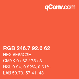カラーコード: RGB 246.7 92.6 62 | qconv.com
