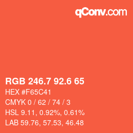 カラーコード: RGB 246.7 92.6 65 | qconv.com
