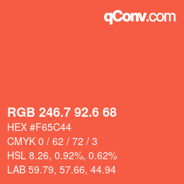 カラーコード: RGB 246.7 92.6 68 | qconv.com