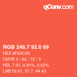カラーコード: RGB 246.7 92.6 69 | qconv.com