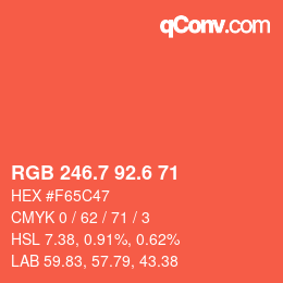 カラーコード: RGB 246.7 92.6 71 | qconv.com