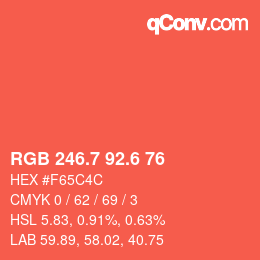 カラーコード: RGB 246.7 92.6 76 | qconv.com