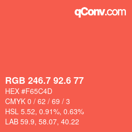 カラーコード: RGB 246.7 92.6 77 | qconv.com