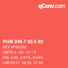 カラーコード: RGB 246.7 92.6 82 | qconv.com