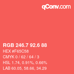 カラーコード: RGB 246.7 92.6 88 | qconv.com